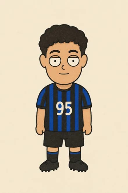 Bastoni, desenhado no estilo do Fut Gibi