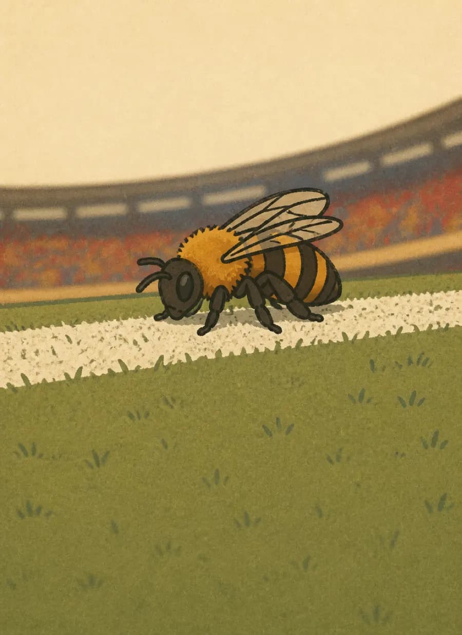 Uma final parou porque um enxame de abelhas invadiu o campo — painel 6 de 6