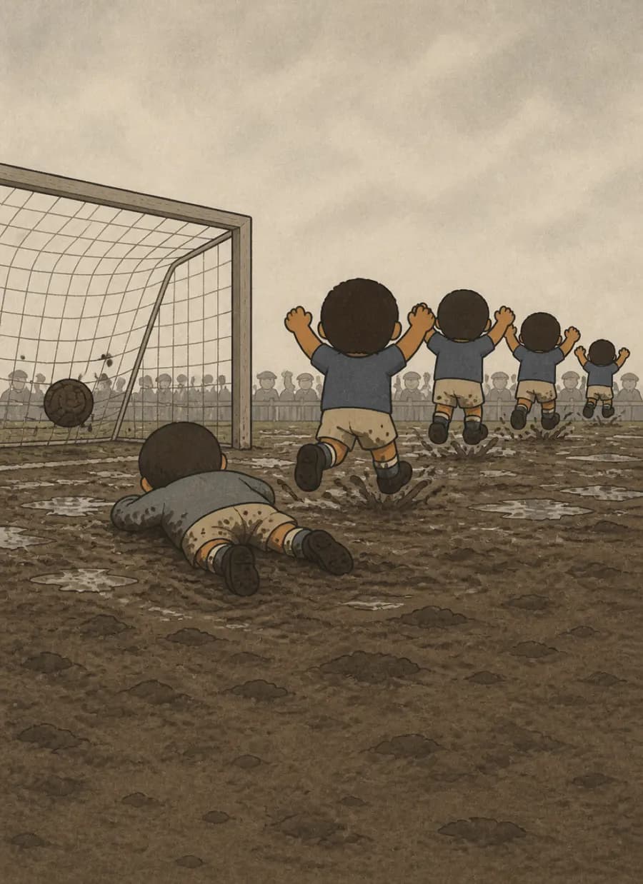 Metade do time estava gripada, o adversário recusou adiar, e o jogo virou apelido — painel 5 de 6
