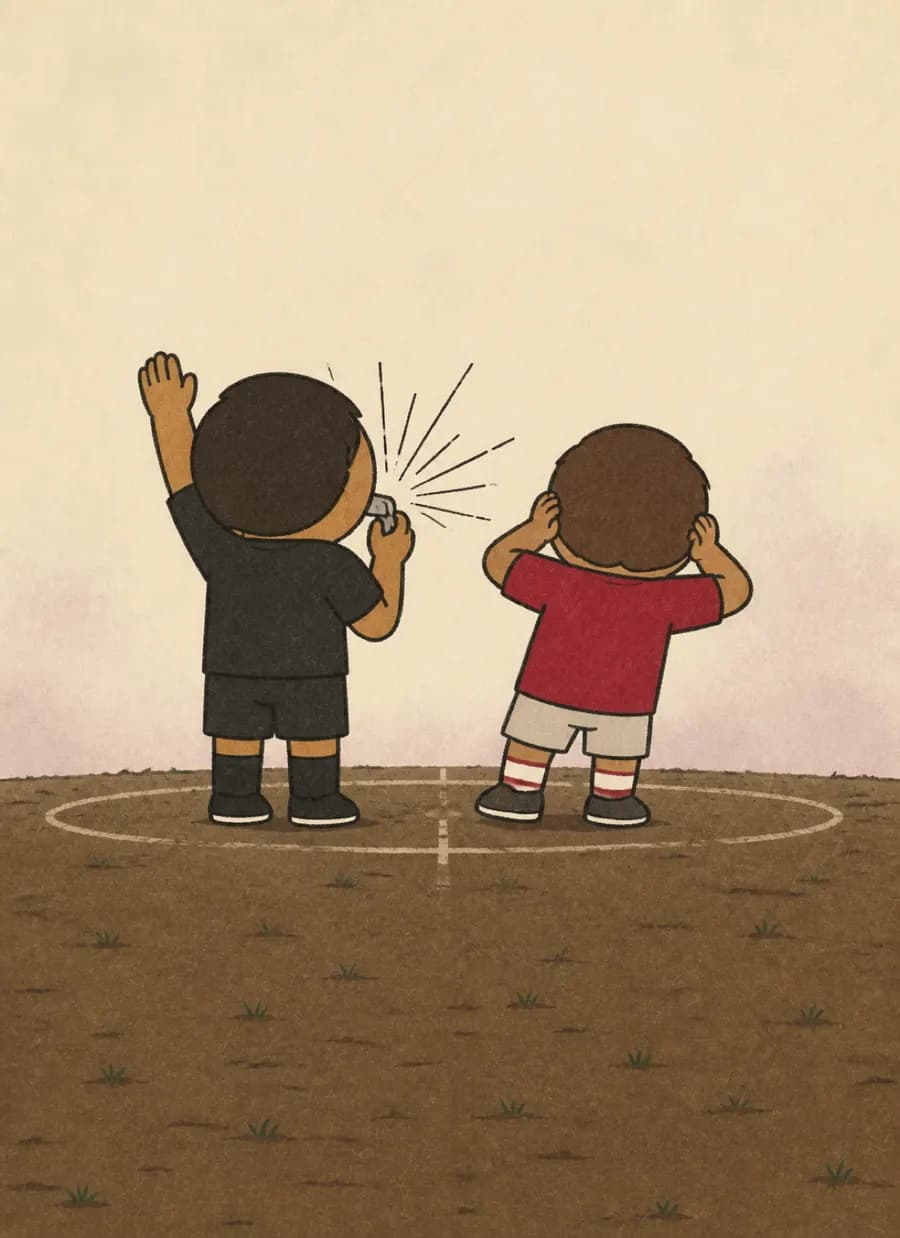 Expulso dois segundos depois do apito inicial, sem tocar na bola — painel 3 de 5
