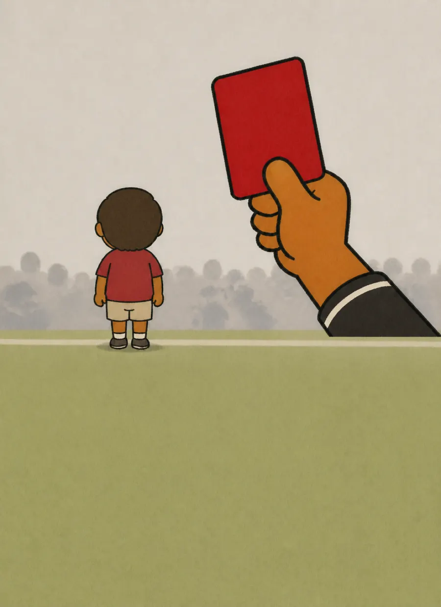 Expulso dois segundos depois do apito inicial, sem tocar na bola — painel 4 de 5