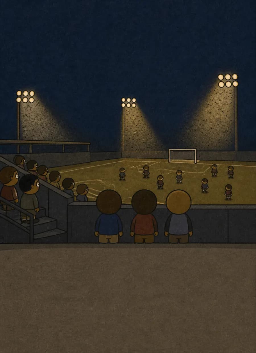 O primeiro jogo transmitido ao vivo na TV brasileira saiu de um estádio de 16 mil lugares — painel 5 de 6
